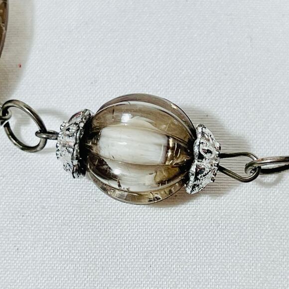 Vintage Crystal Acrylic Gray Fashion Necklaces Heart Pendants Jewelry 13" - Picture 6 of 8